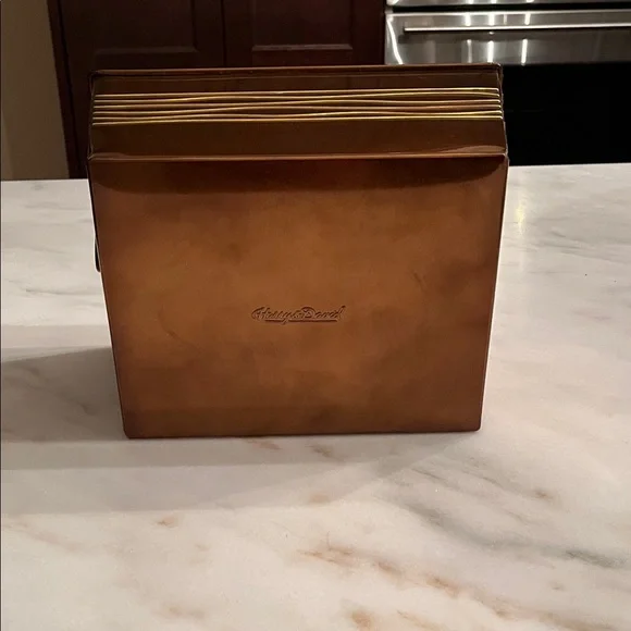 Vtg Hued Metal Copper Gold Color Bin Harry & David Gift Container Organizer Box - Picture 6 of 10